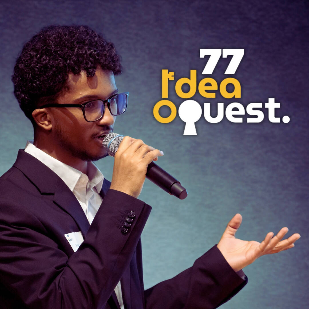 77 Idea Quest Logo - African American Male Pitching